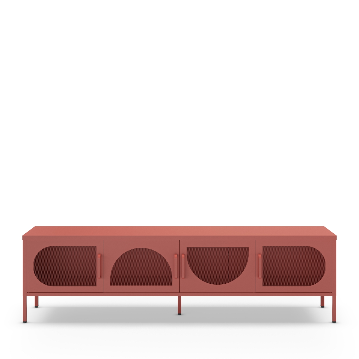 Zio - Meuble TV 4 portes en métal L180cm - Terracotta