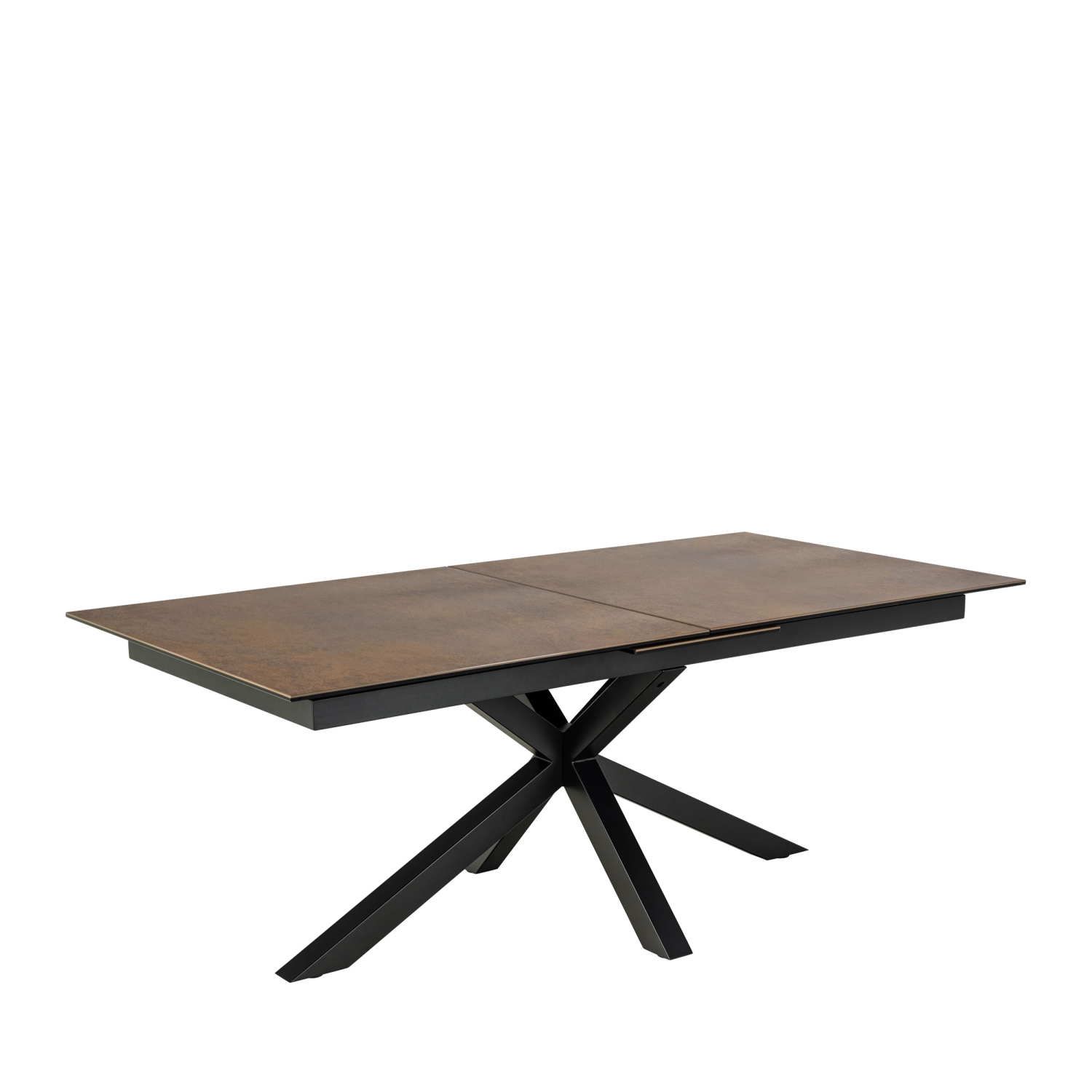 Eurame - Table à manger extensible 6 à 12 personnes en céramique et métal 200-240x100cm - Marron