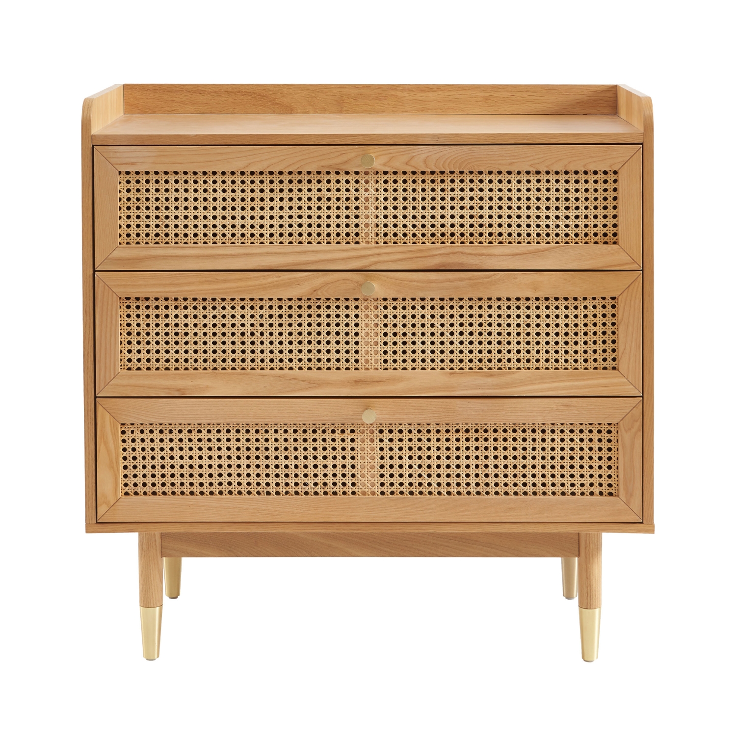 Bombong - Commode 3 tiroirs en bois et cannage L85cm - Bois clair