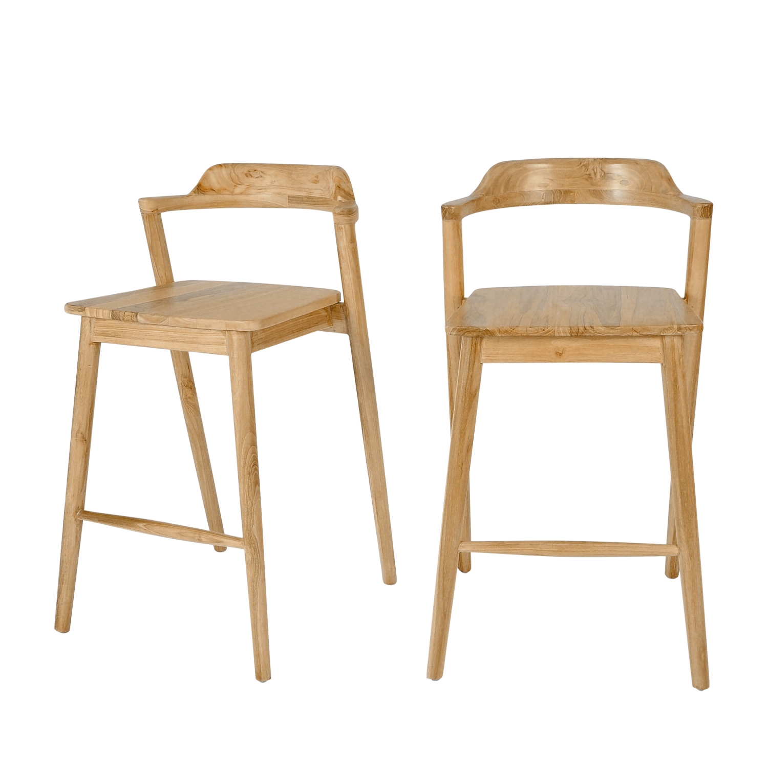 Joko - Lot de 2 chaises de bar en teck H65cm - Bois