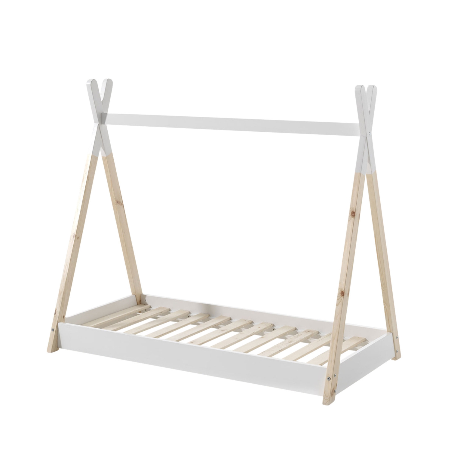 Dayi - Lit enfant cabane en bois 70x140cm - Blanc et bois clair