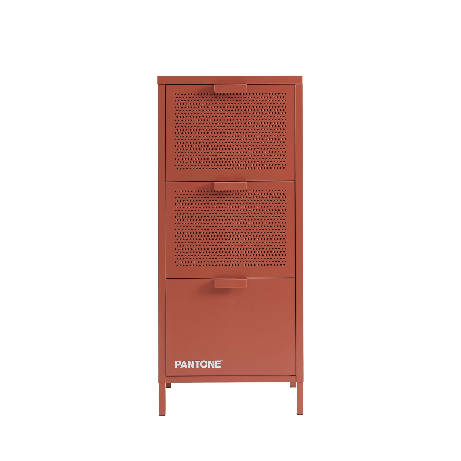 Nino - Petit meuble de rangement 3 tiroirs en métal PANTONE H105cm - Terracotta