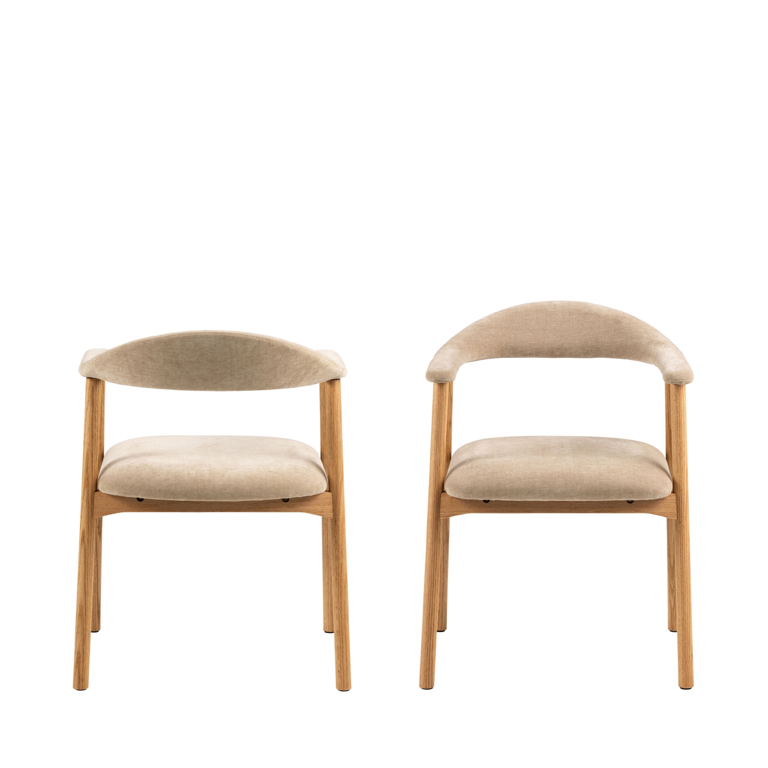 Anabate - Lot de 2 fauteuils de table en tissu et bois - Beige