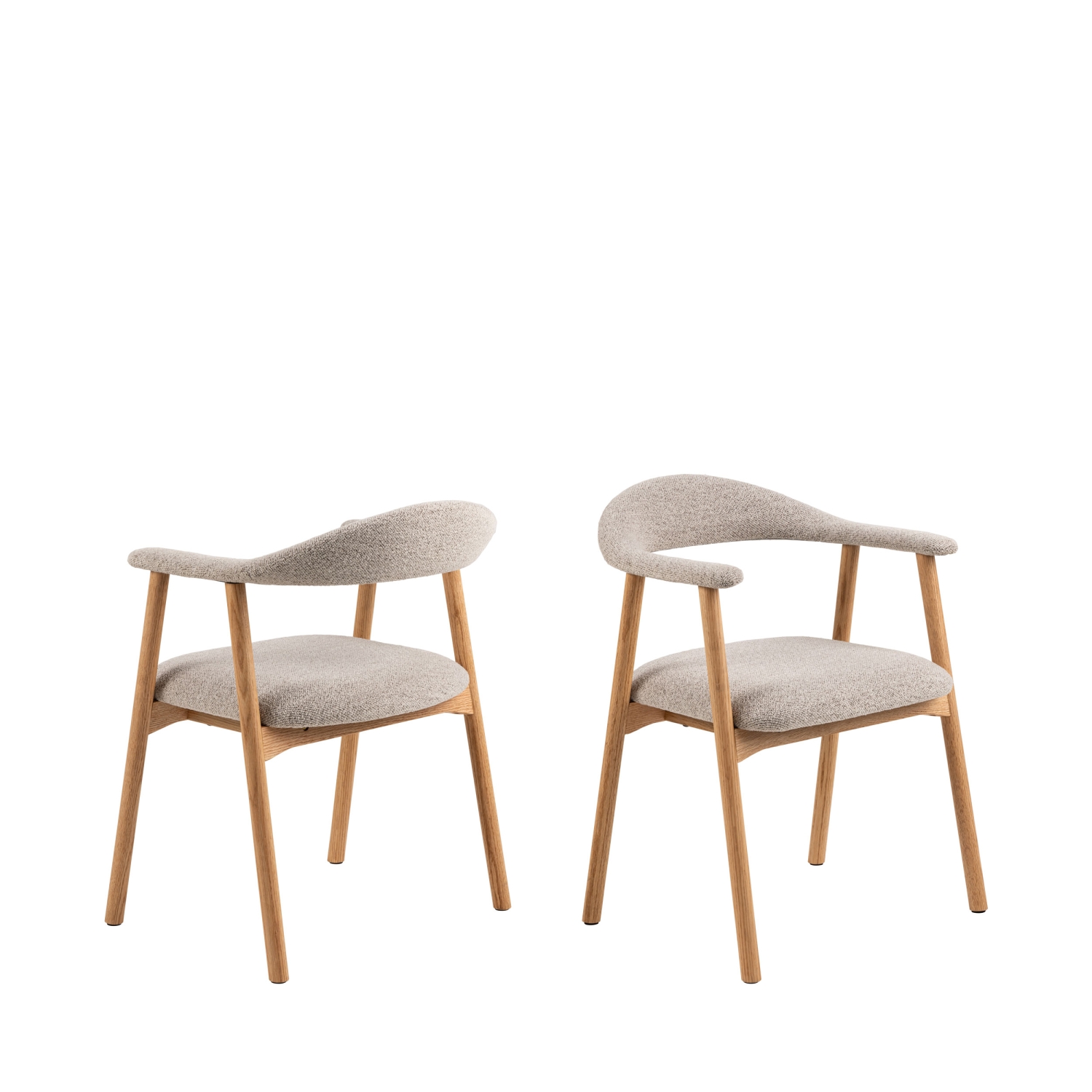 Anabate - Lot de 2 fauteuils de table en tissu et bois - Naturel chiné