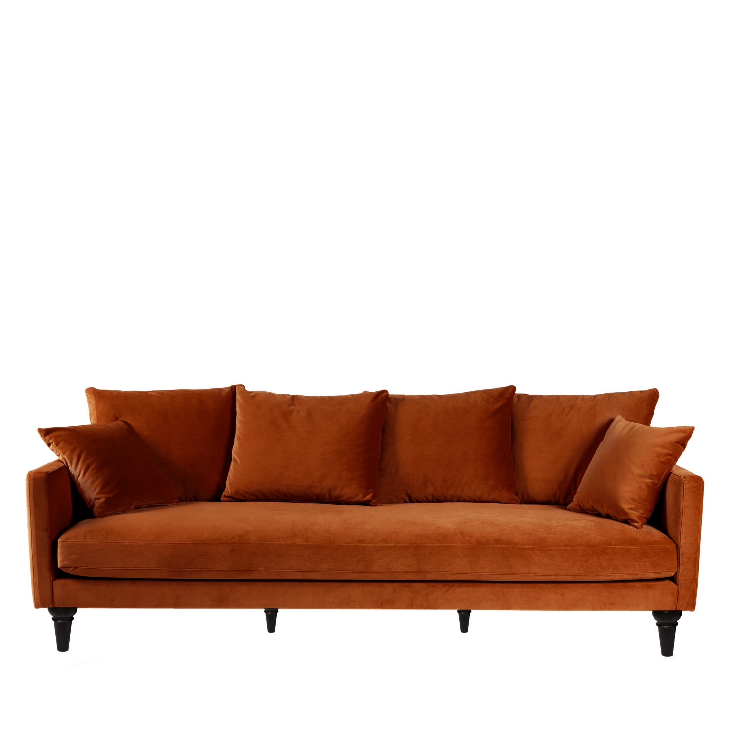Villabon - Canapé 4 places en velours pieds tournés - Rouille