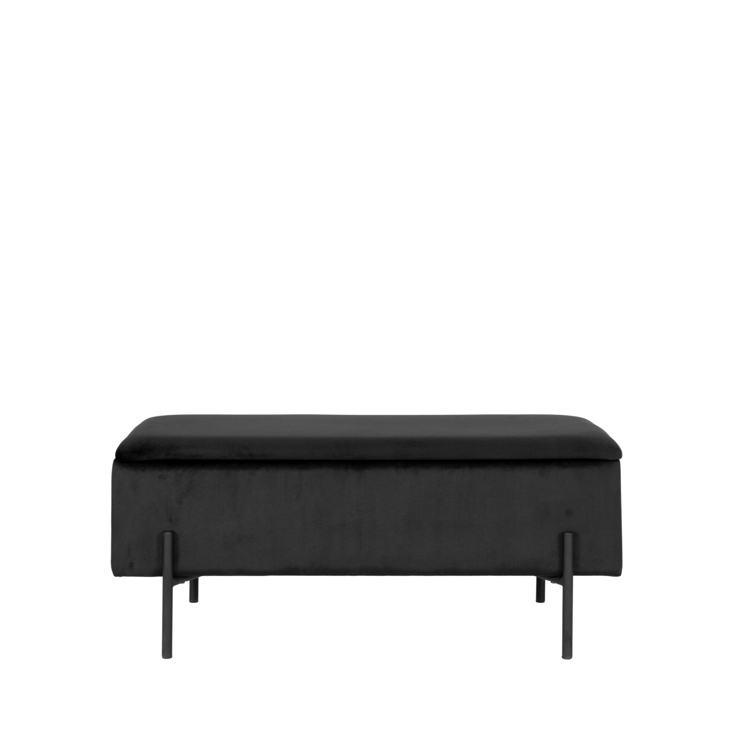 Watford - Banc avec coffre de rangement en velours et métal - Noir