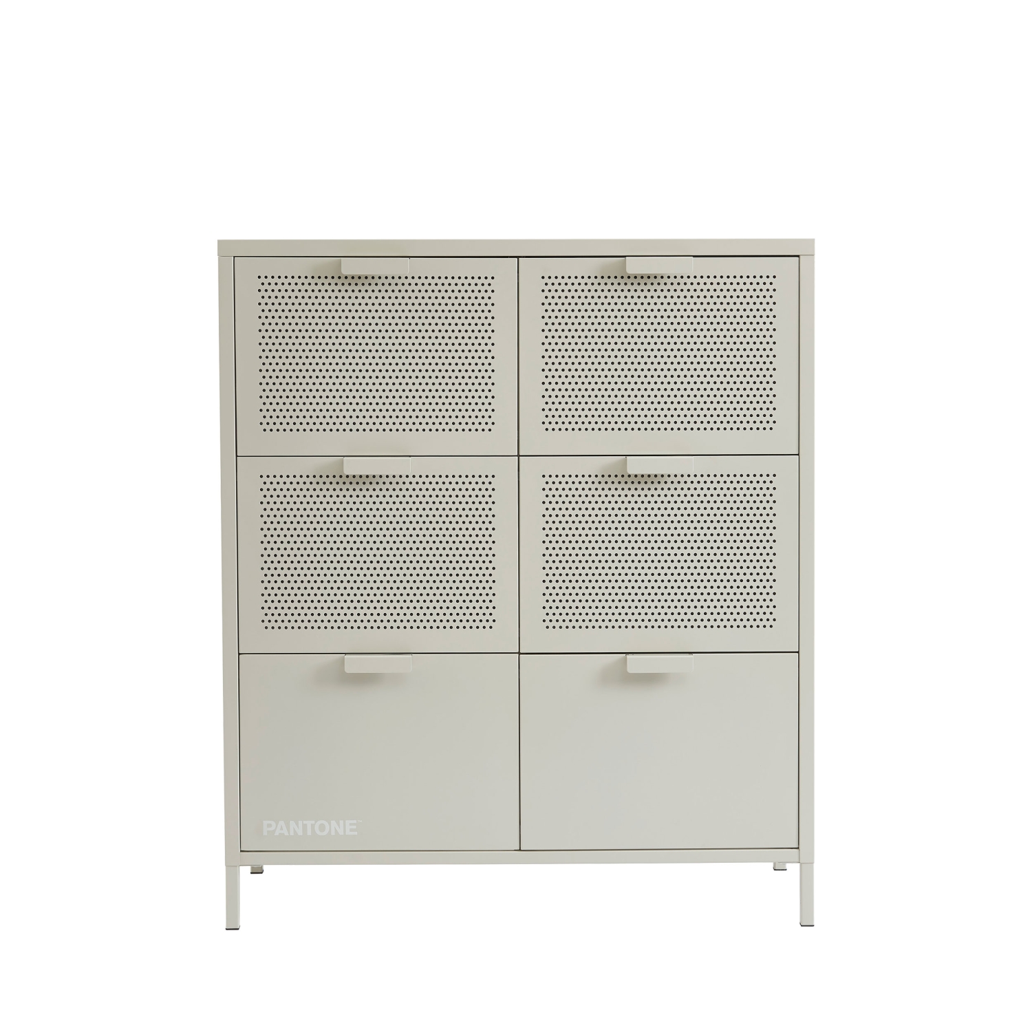 Nino - Commode 6 tiroirs en métal PANTONE L90cm - Beige