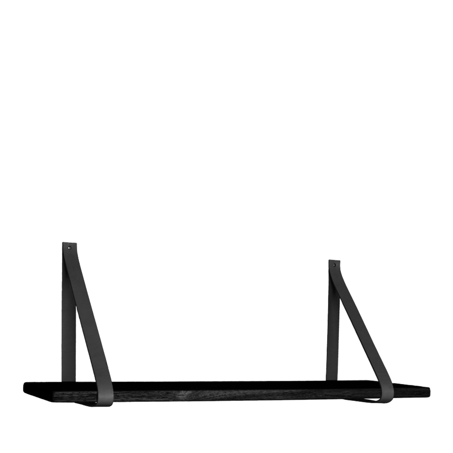 Forno - Etagère murale en bois et cuir 120x20 cm - Noir