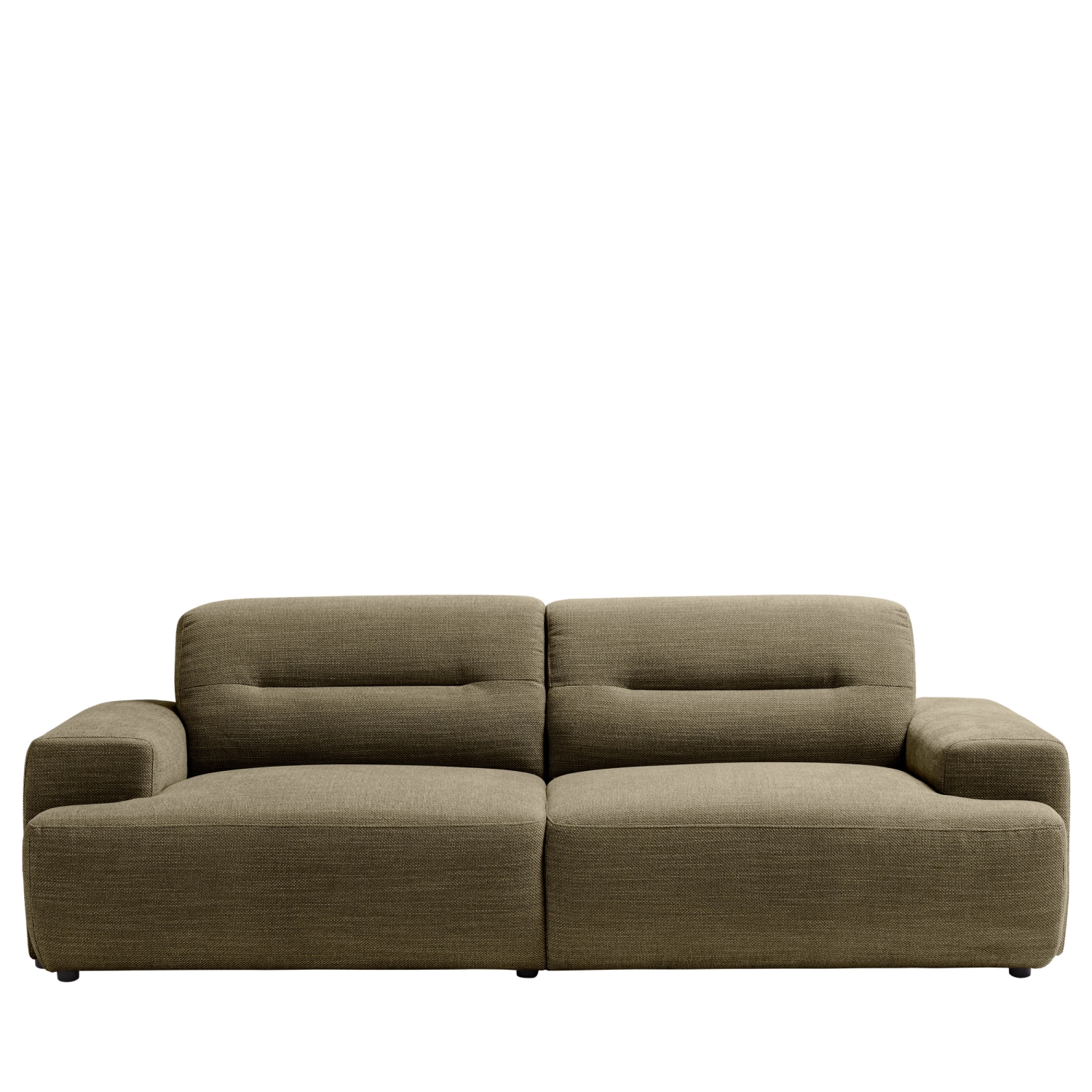 Stune - Canapé droit 4 places en tissu à accoudoirs larges - Vert kaki