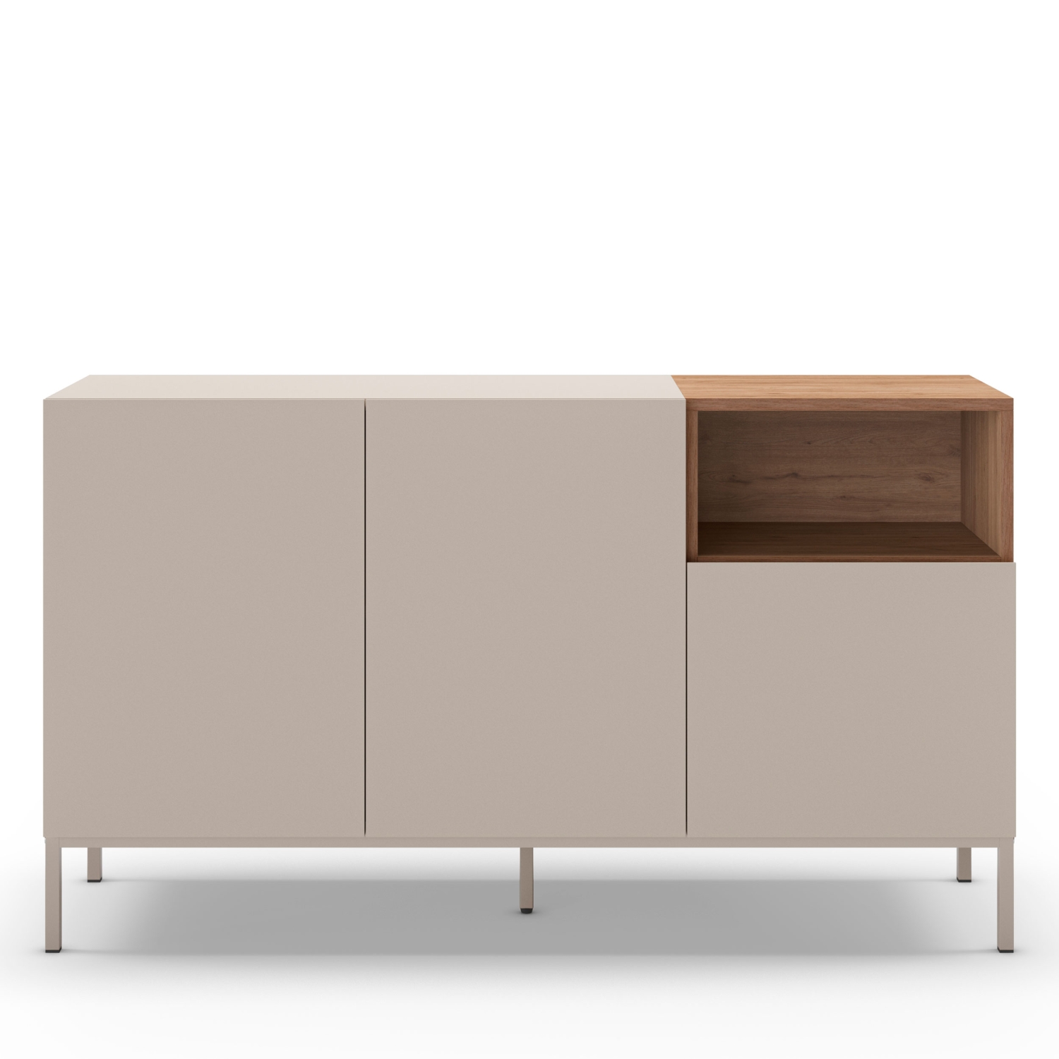 Quenor - Buffet 3 portes en bois et métal L140cm - Beige