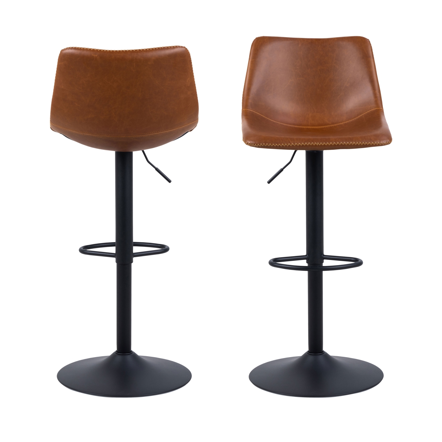 Anartia - Tabouret de bar réglable en simili et métal H61-83cm - Marron