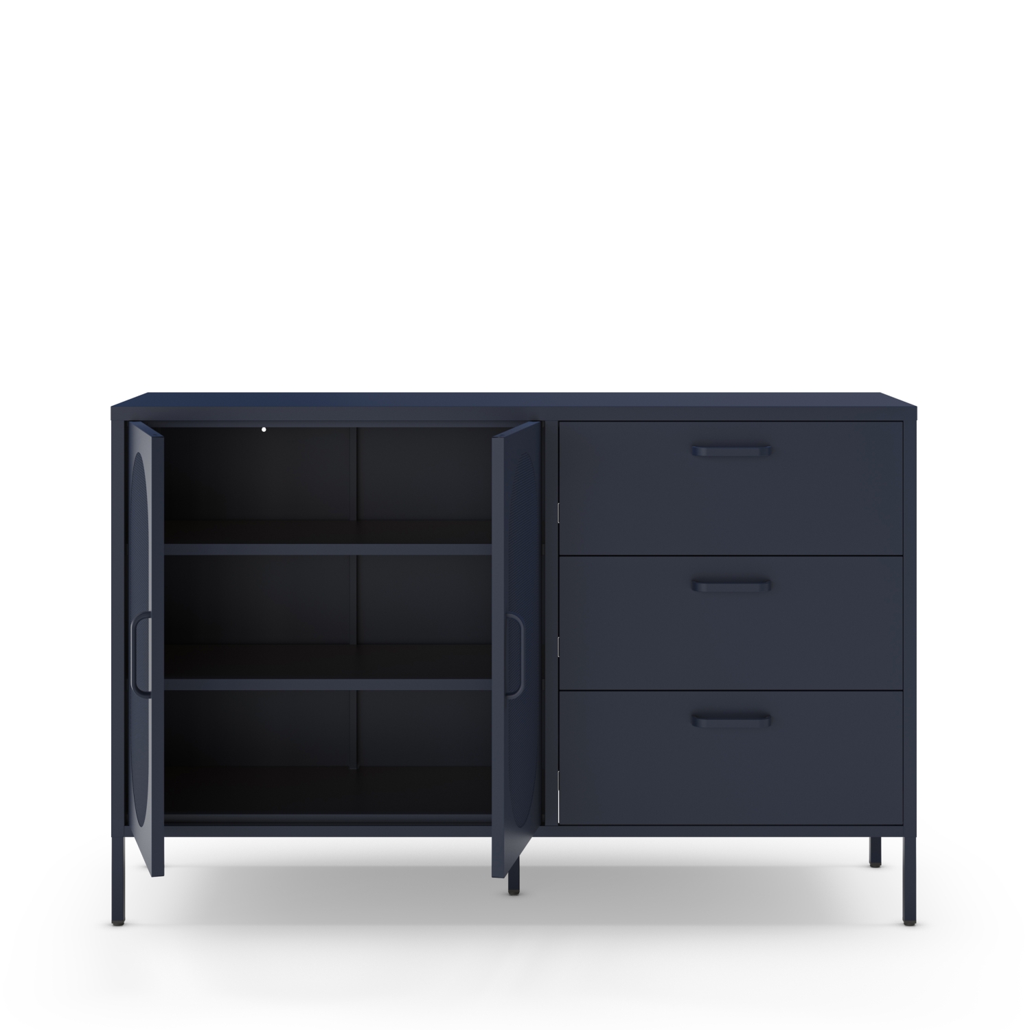 Zio - Buffet 2 portes en métal L140cm - Bleu nuit