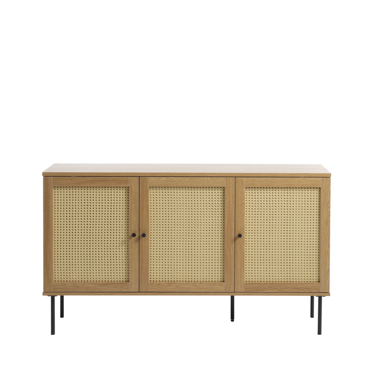 Rinto - Buffet 3 portes en bois et métal L140cm - Bois clair