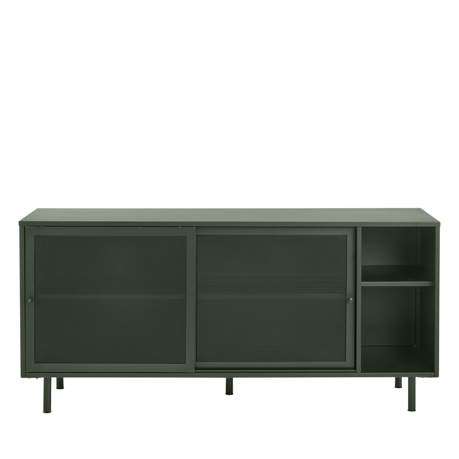 Kiso - Buffet 2 portes, 2 niches en métal L160cm - Vert olive