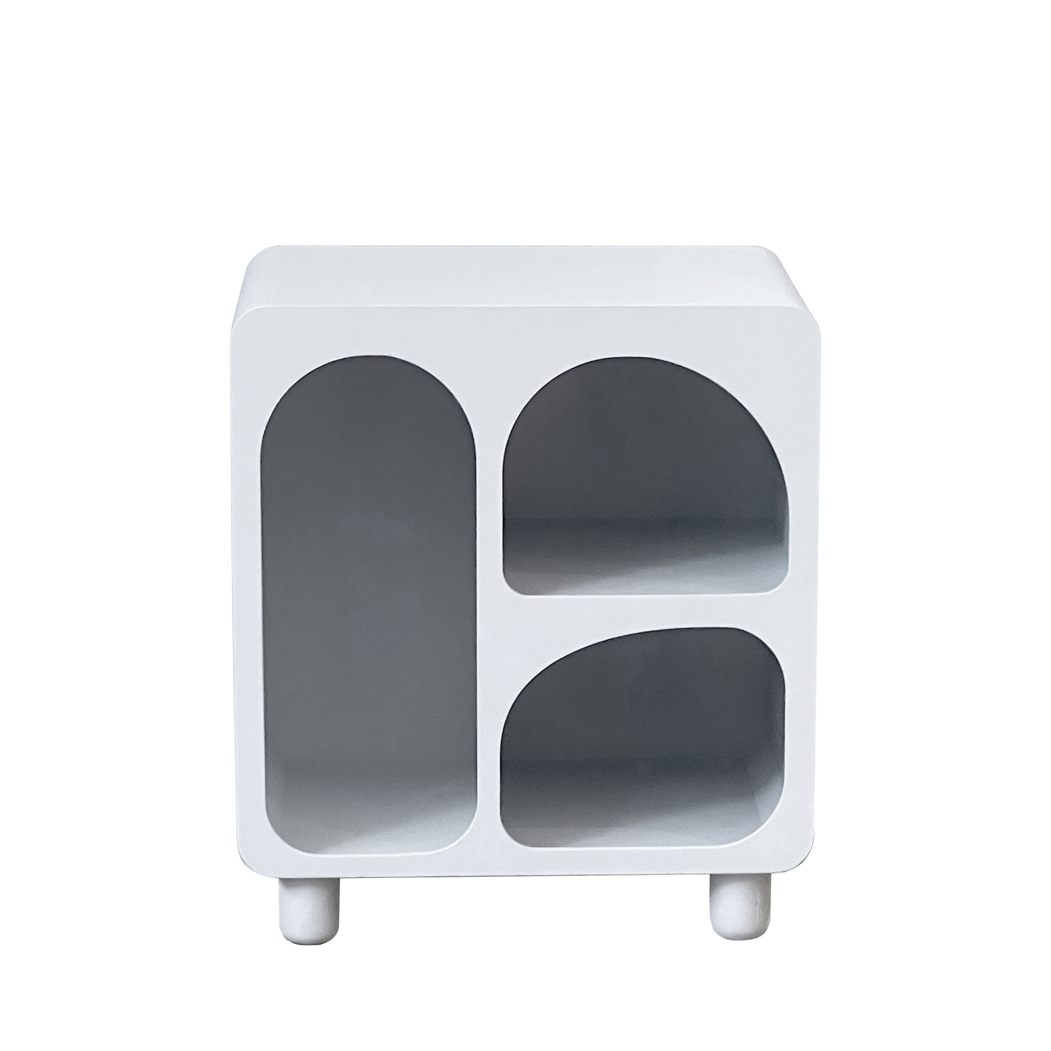 Richie - Table de chevet 3 niches en bois - Blanc