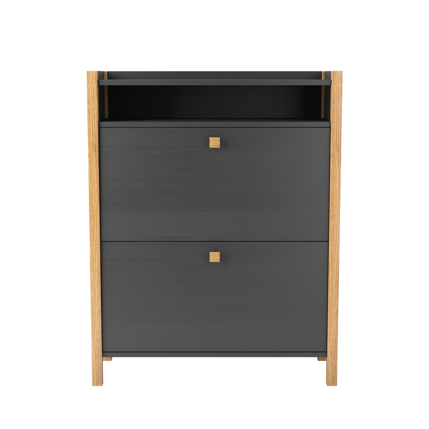 Hannover - Meuble à chaussures en bois 2 portes - Gris foncé