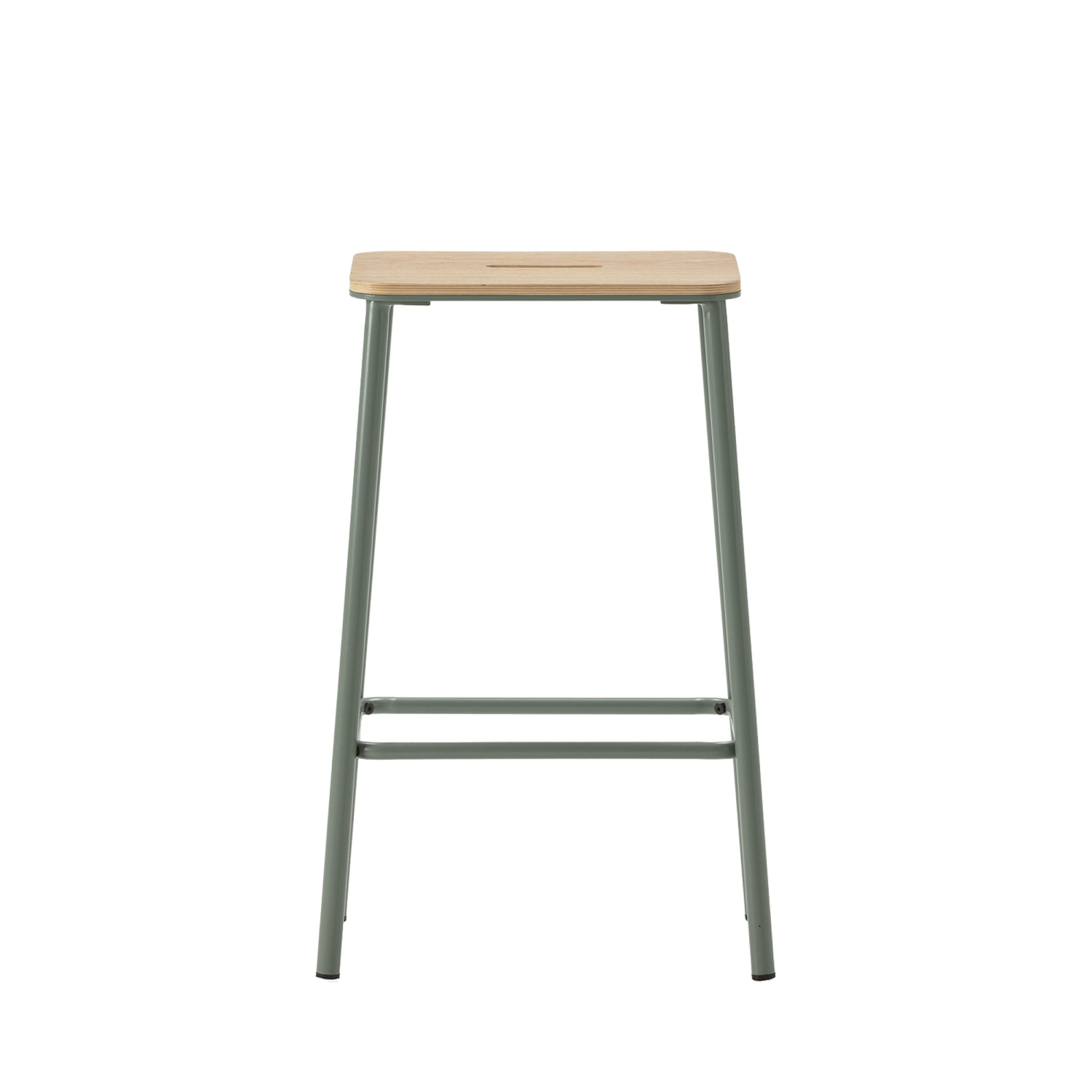 Noki - Lot de 2 tabourets de bar en bois et métal H65cm - Vert d'eau