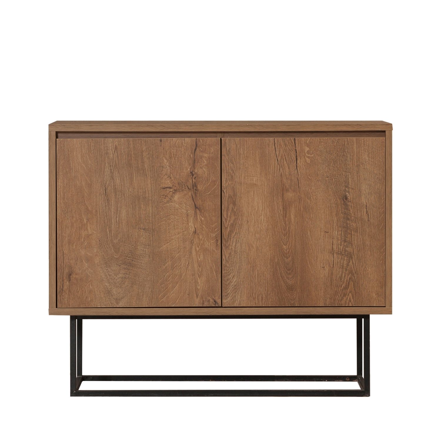 Roa - Buffet 2 portes en bois et métal L90cm - Bois foncé