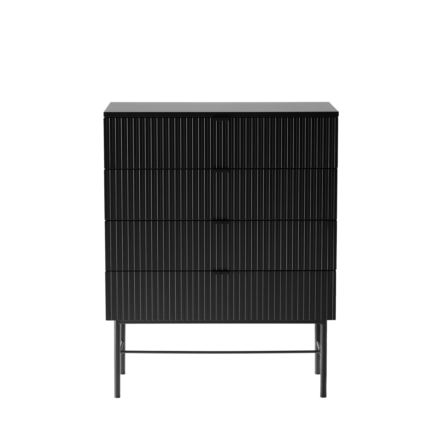 Molly - Commode 4 tiroirs en bois et métal L79cm - Noir