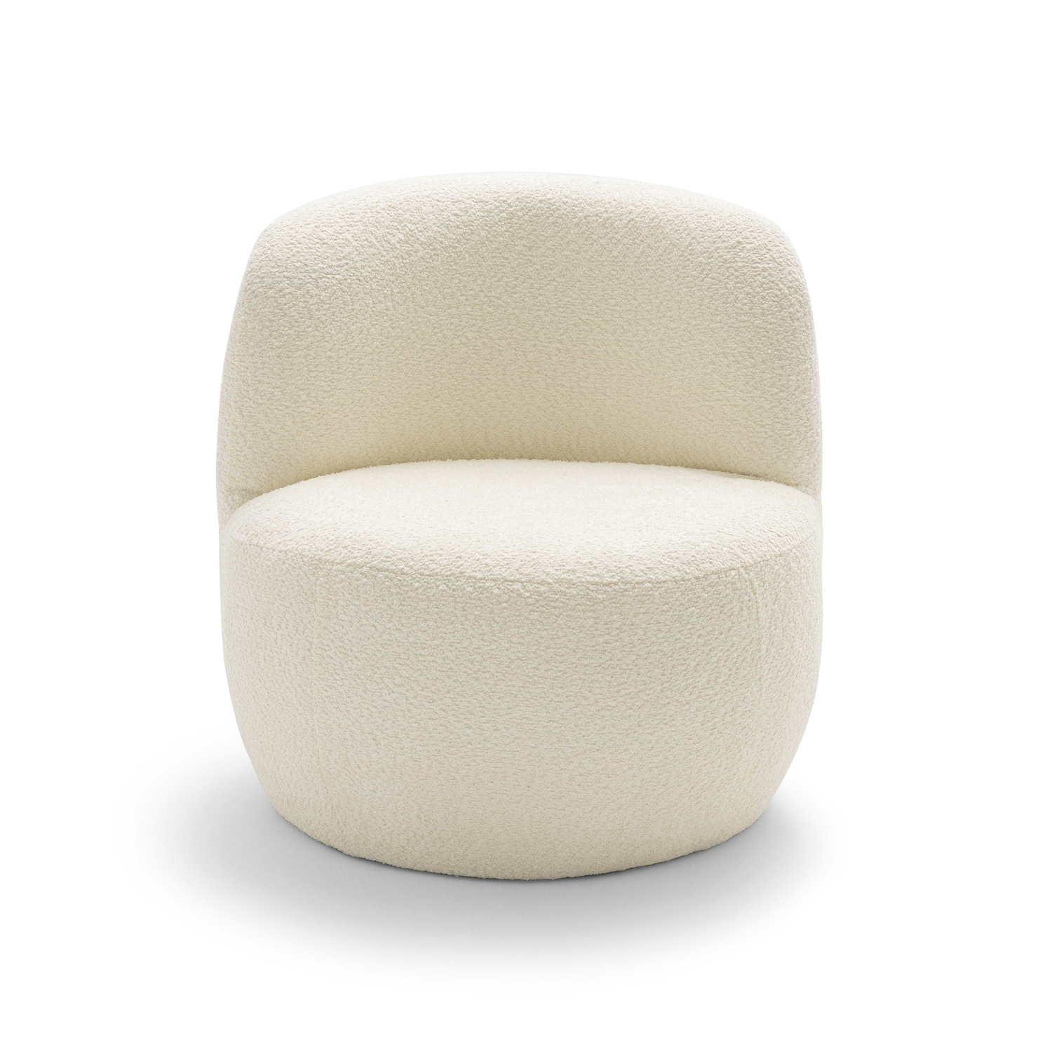 Mo - Fauteuil rond en tissu bouclette - Blanc