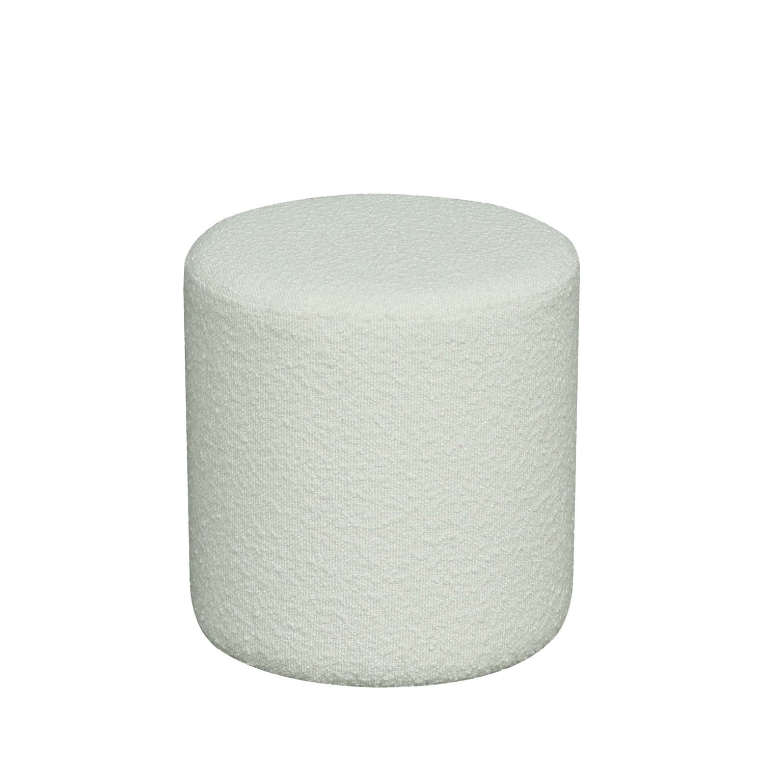 Ejby - Pouf rond en tissu bouclette ø34cm - Blanc