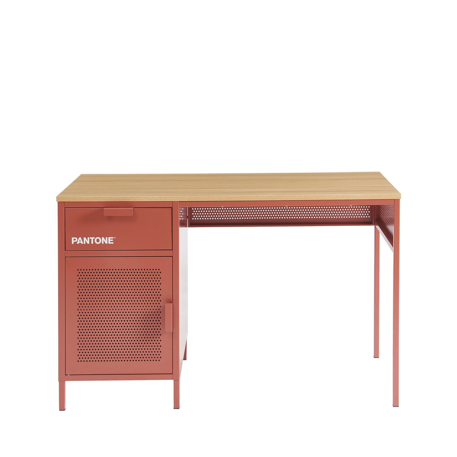 Nino - Bureau 1 porte 1 tiroir en métal PANTONE L120cm - Terracotta