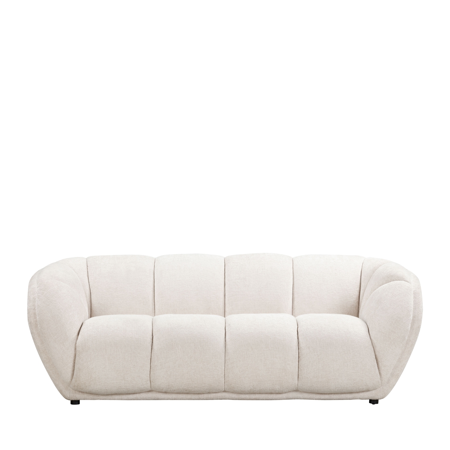 West - Canapé droit 3 places en tissu à forme arrondie - Écru