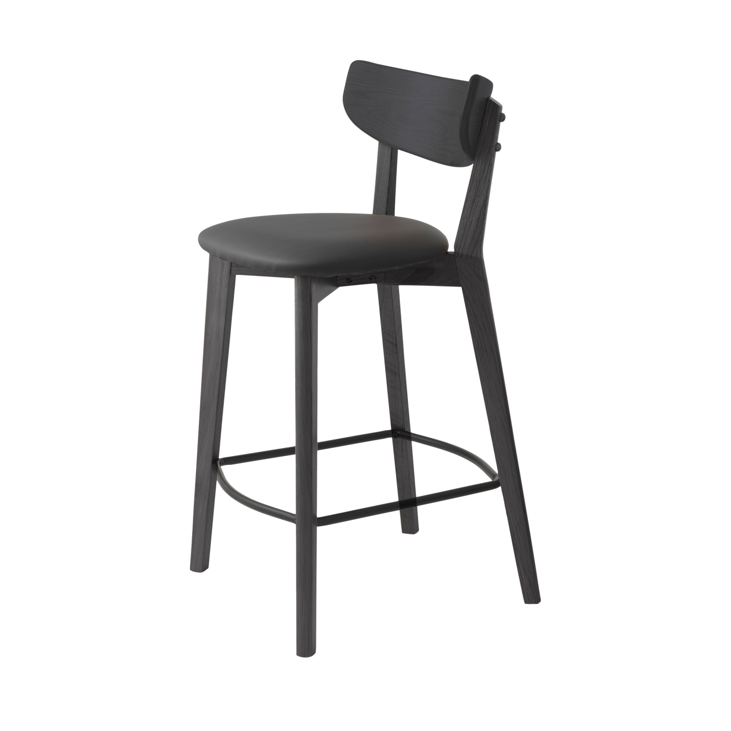 Aude - Lot de 2 chaises de bar en bois et simili H67cm : Couleur - Noir