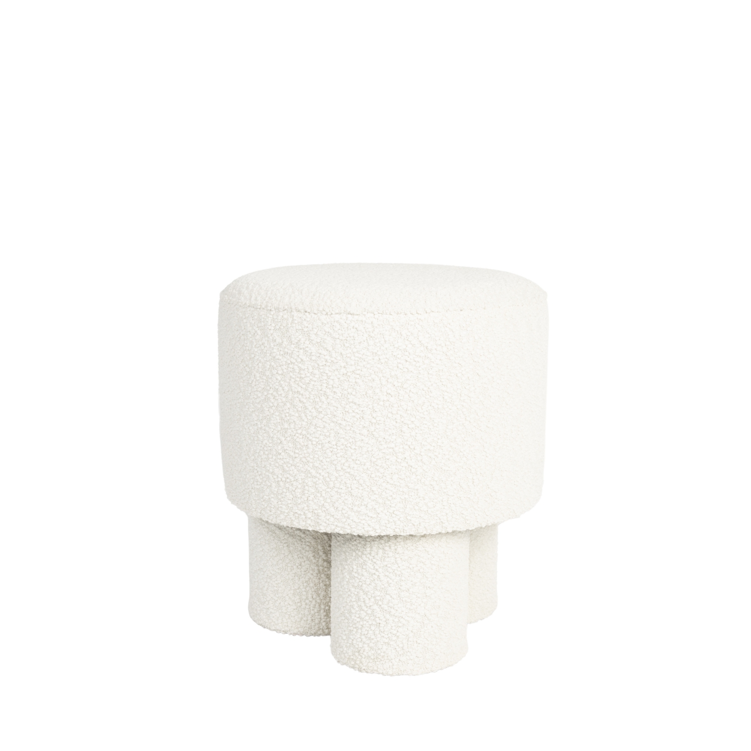 Marcos - Tabouret rond en tissu bouclette ø40cm - Blanc