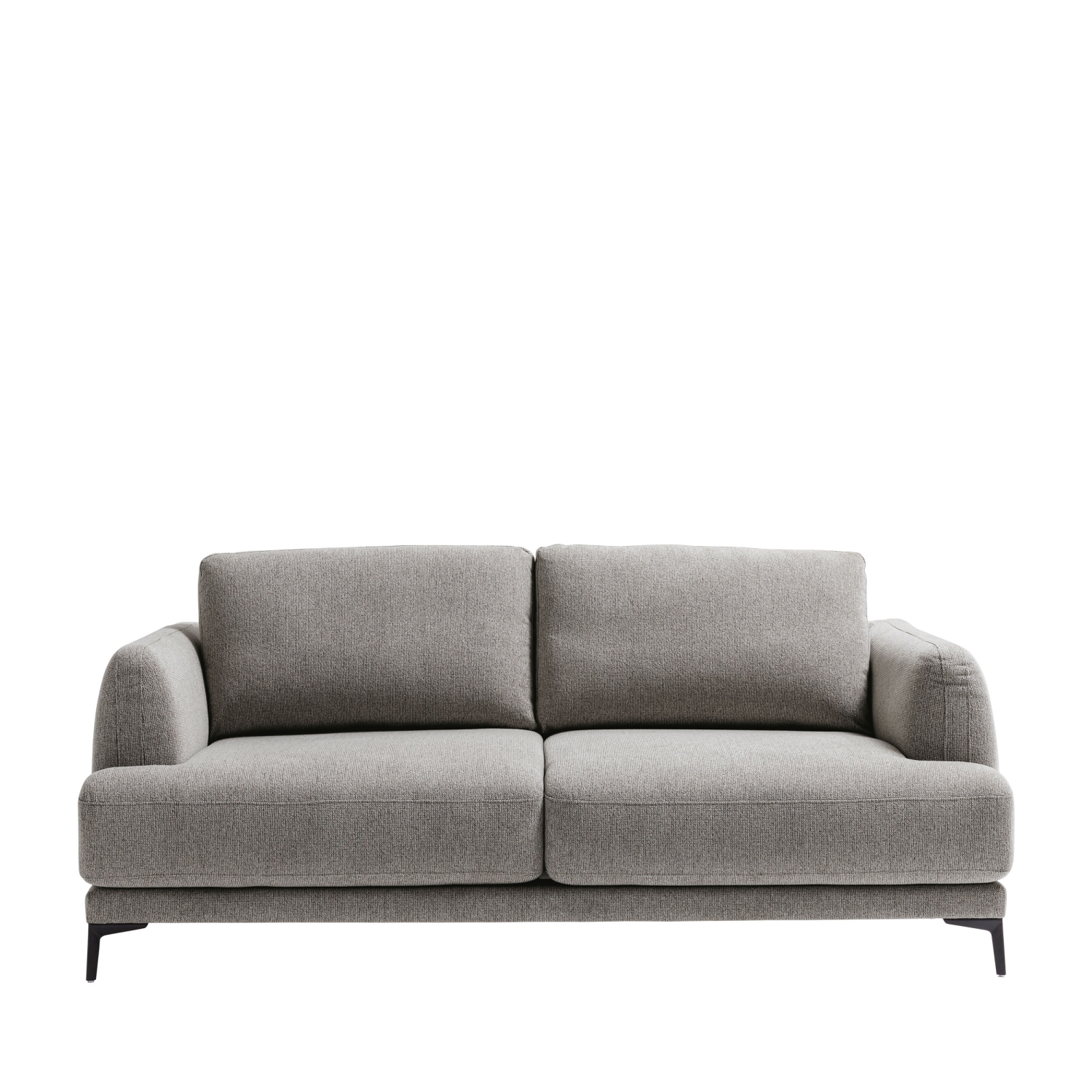 Kinna - Canapé droit 3 places en tissu et pieds en métal - Gris chiné