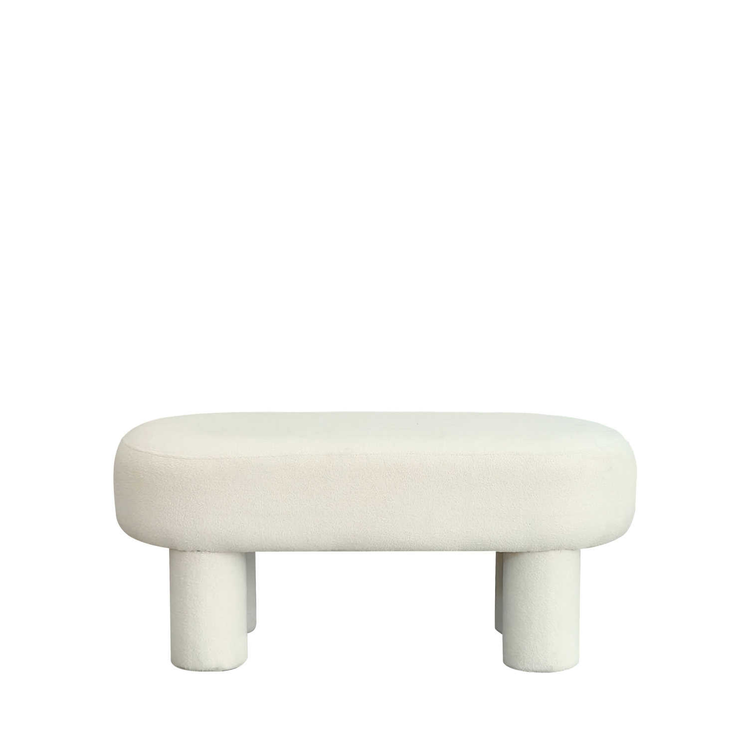 Ploom - Banc arrondi en tissu bouclette L105cm - Crème