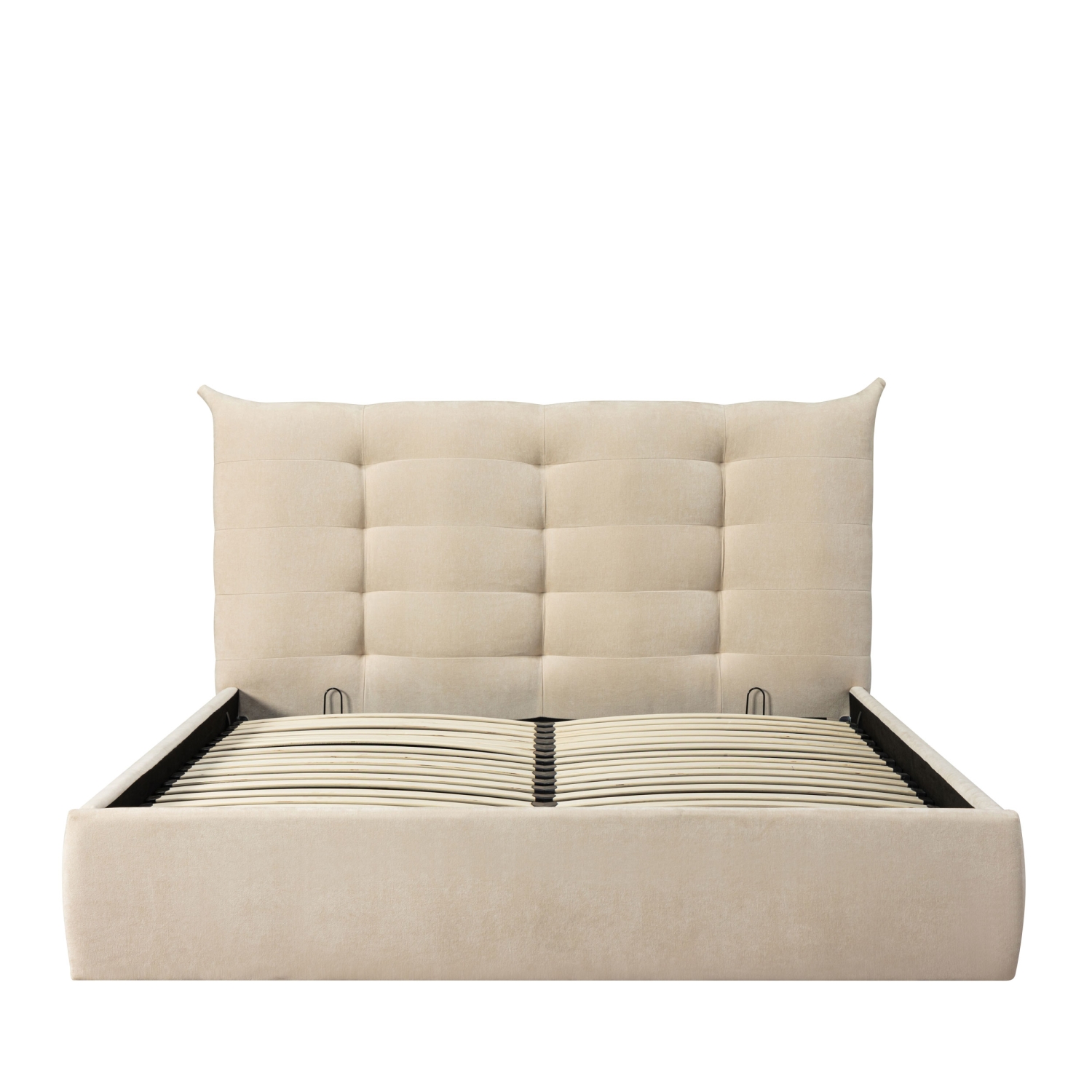 Serenita - Lit coffre en tissu 160x200cm - Écru