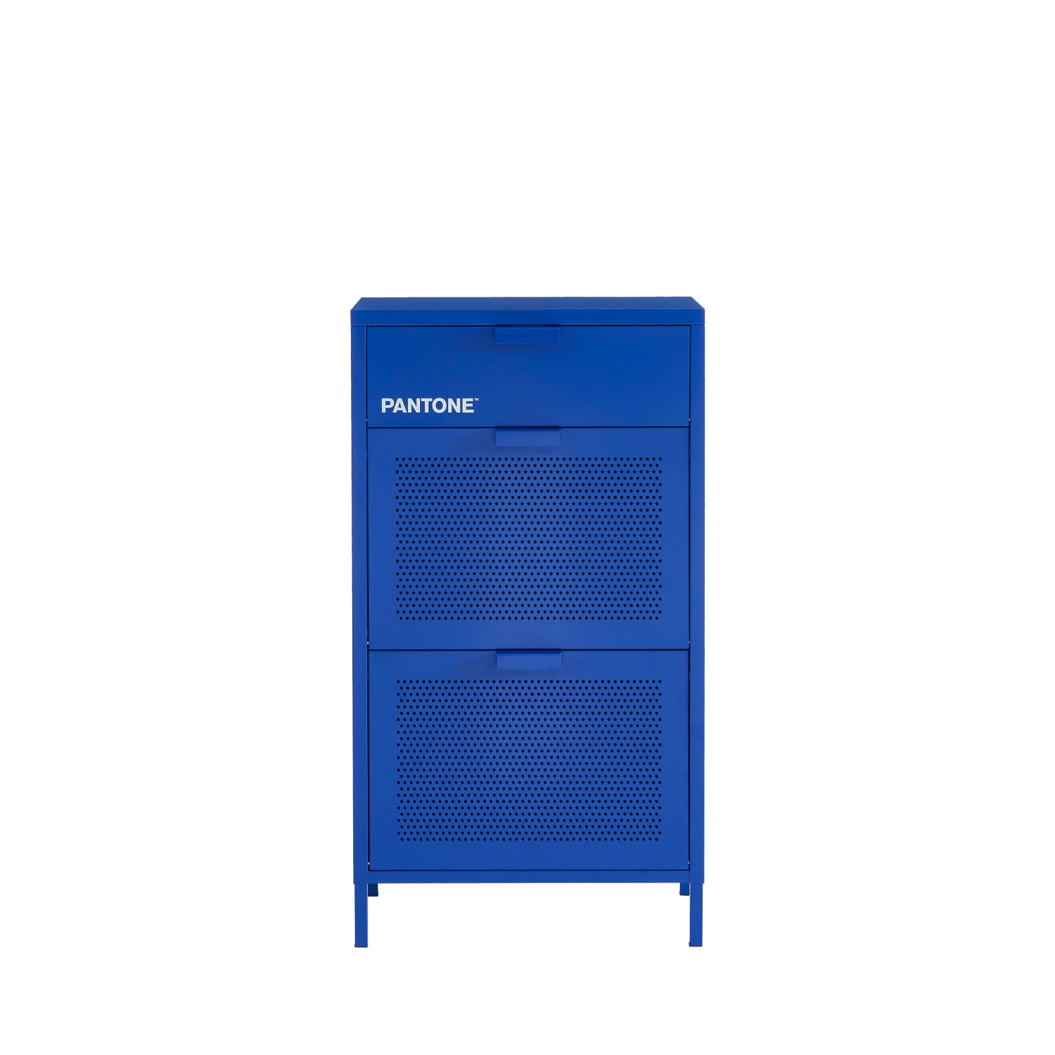 Nino - Meuble à chaussures 2 portes 1 tiroir en métal PANTONE L55cm - Bleu électrique