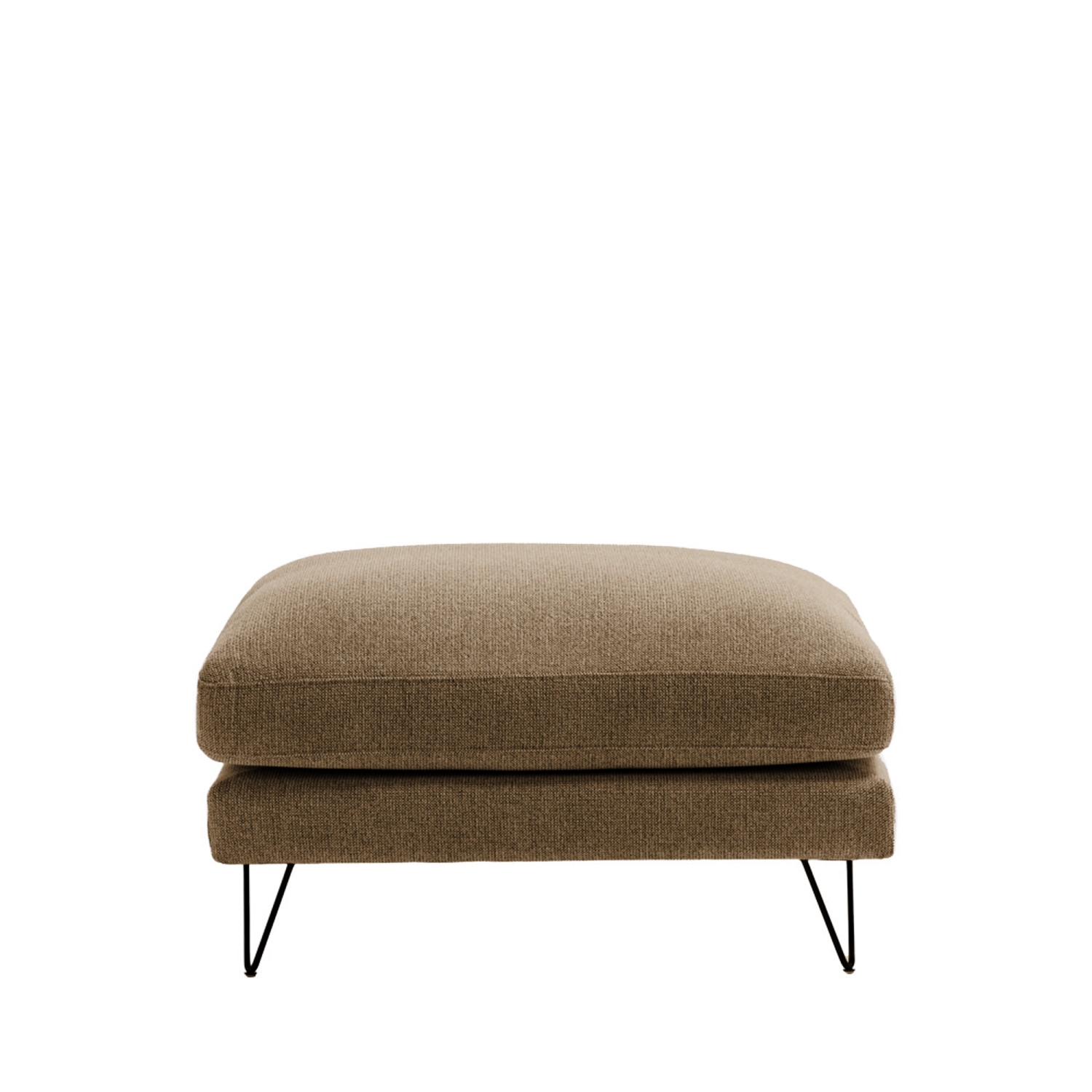 Villabon - Pouf en tissu pieds épingles noirs - Caramel chiné