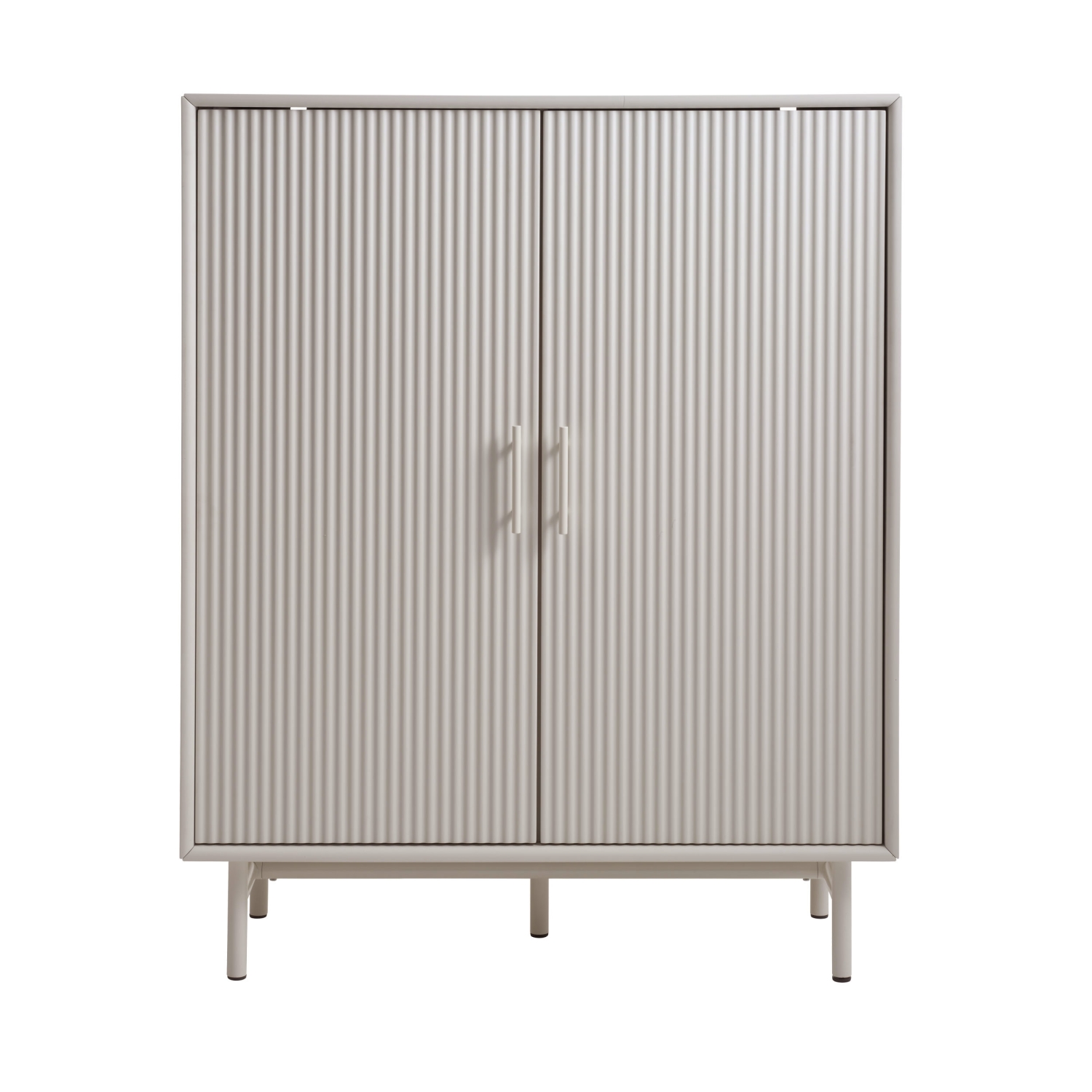 Jura - Buffet haut 2 portes en bois et métal H125cm - Grège