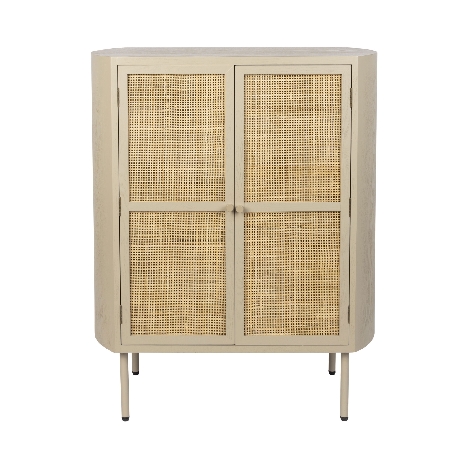 Amaya - Buffet haut 2 portes en bois et métal - Beige