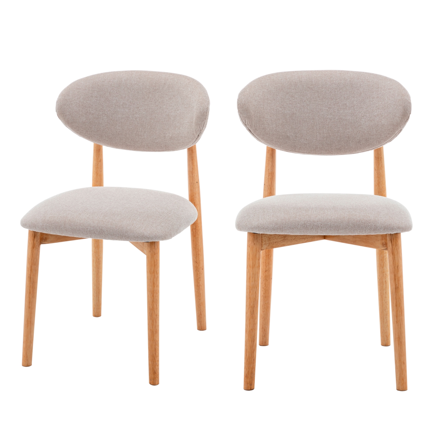 Clara - Lot de 2 chaises en tissu et bois - Beige