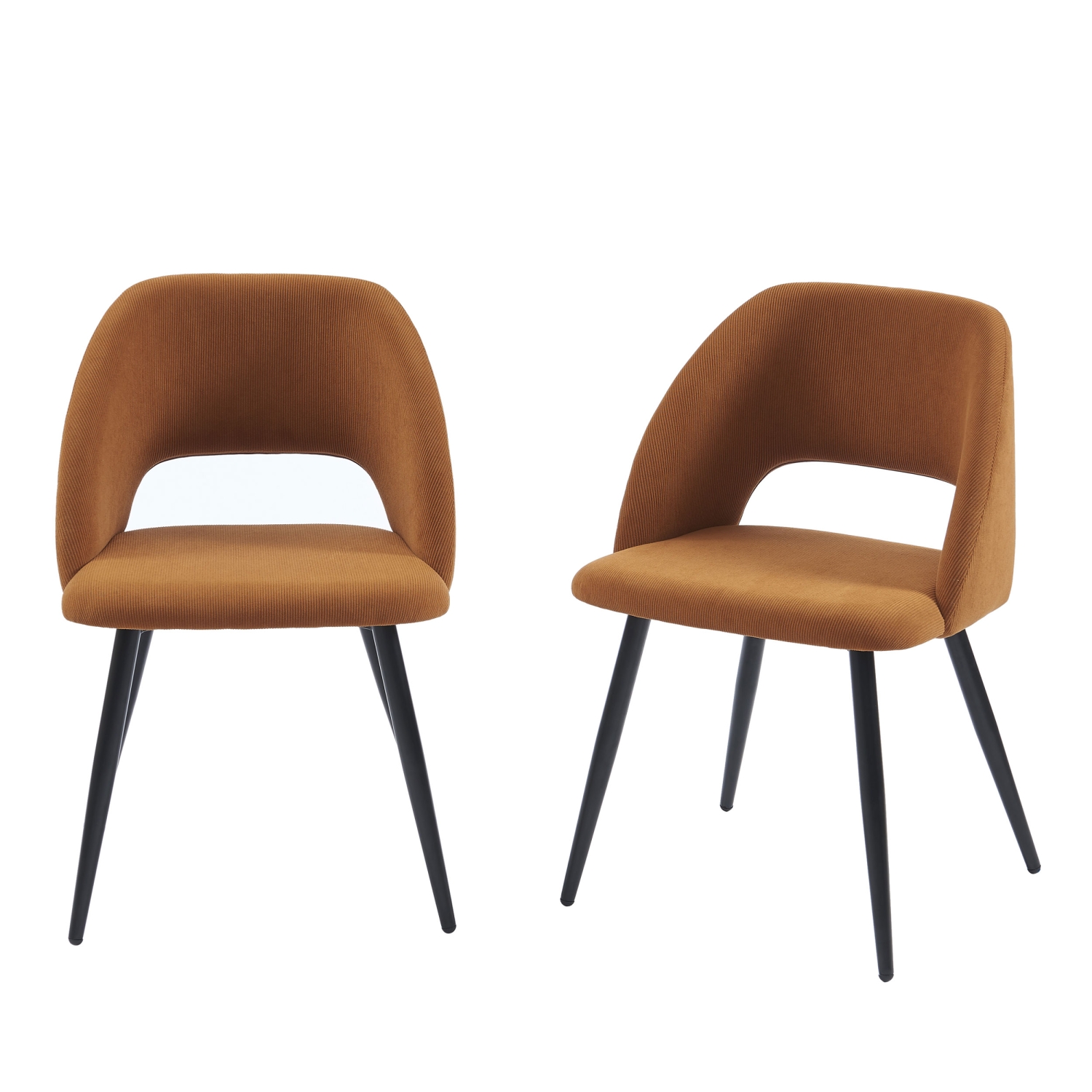 Mills - Lot de 2 chaises en velours côtelé et métal - Terracotta