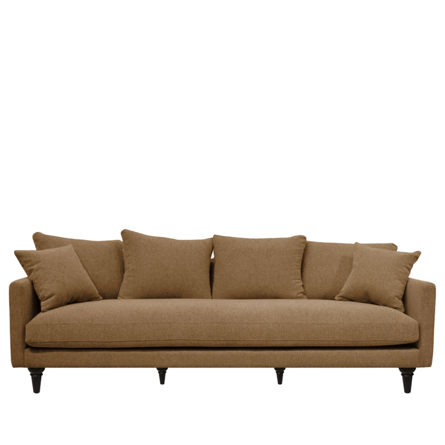 Villabon - Canapé 4 places en tissu pieds tournés - Caramel chiné