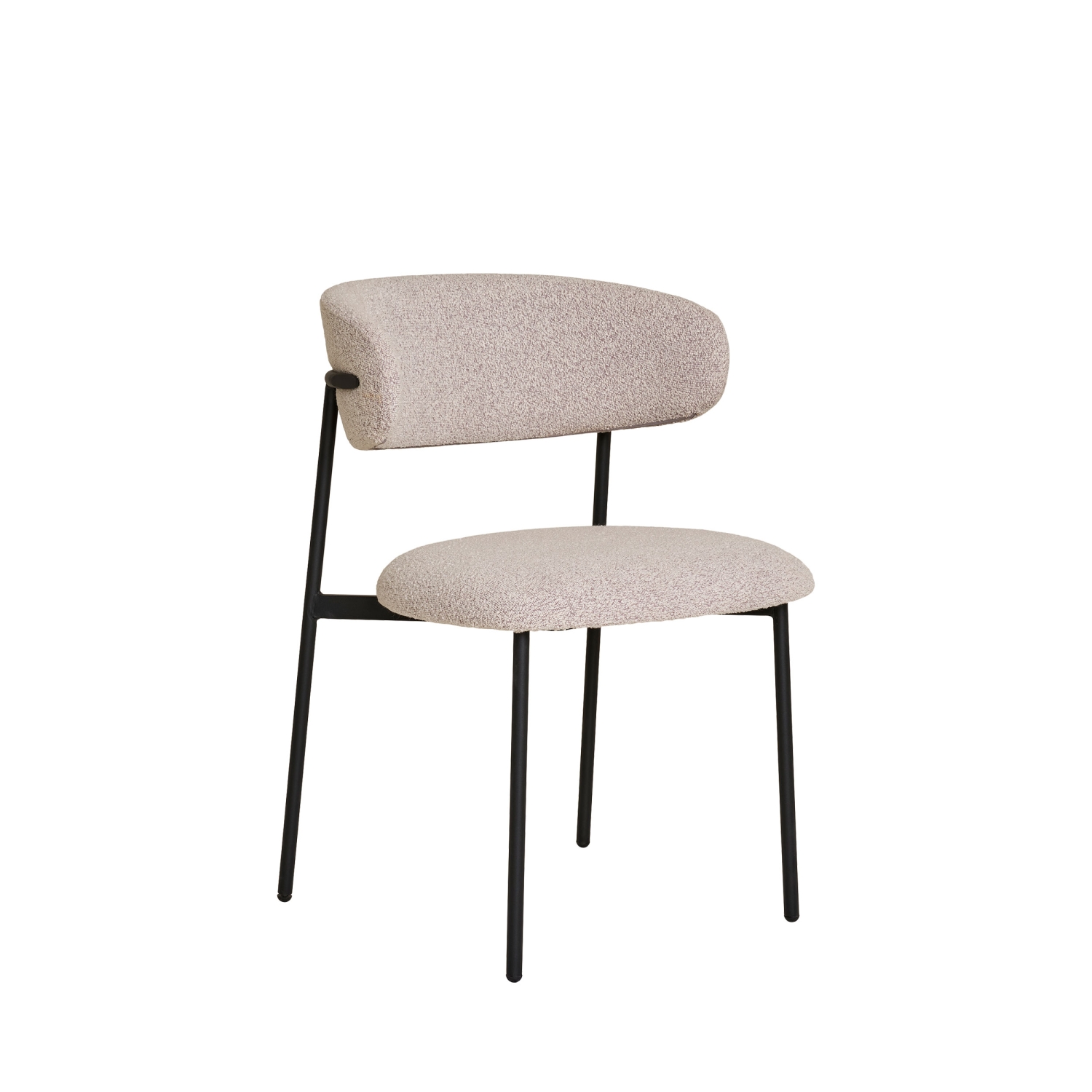 Mira - Lot de 2 chaises en tissu bouclette et métal - Beige