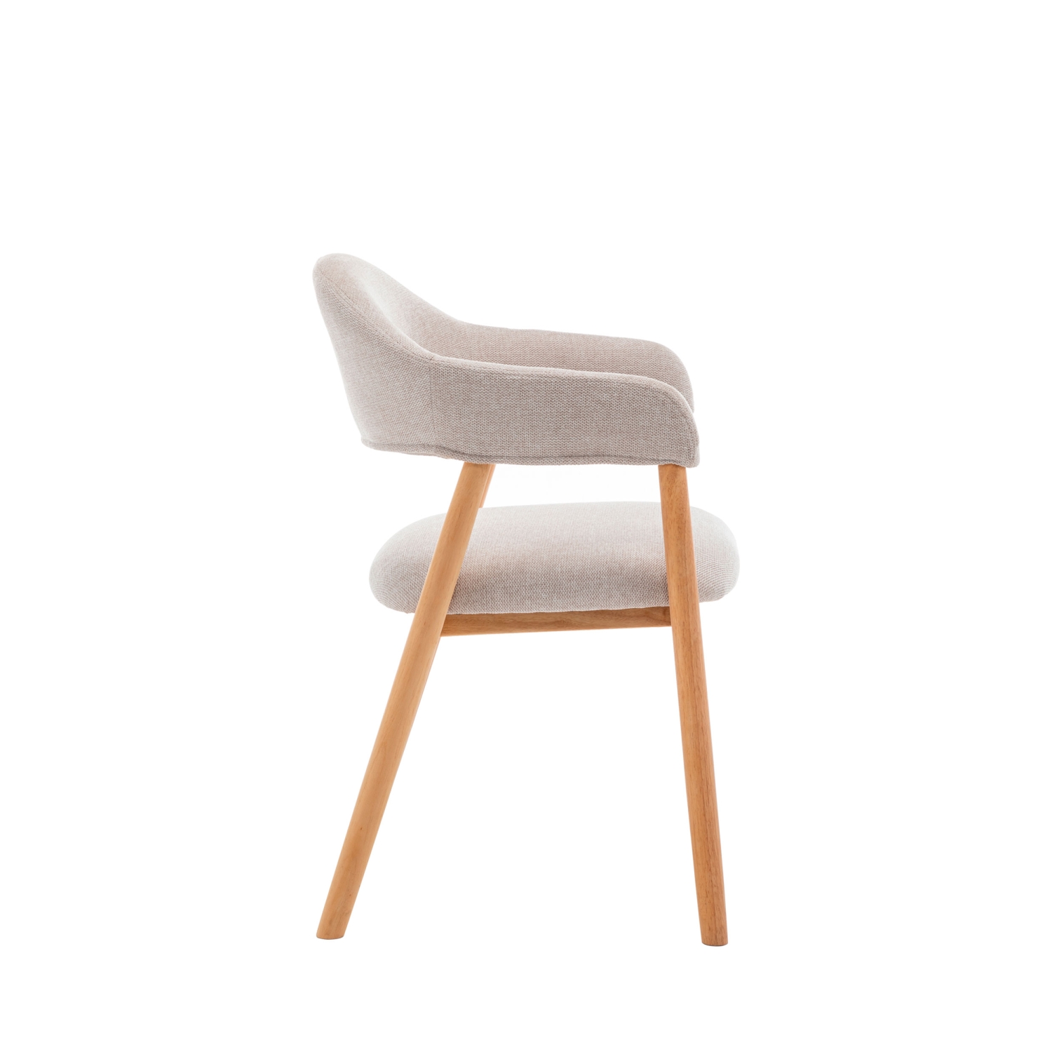 Marina - Lot de 2 fauteuils de table en tissu et bois - Beige