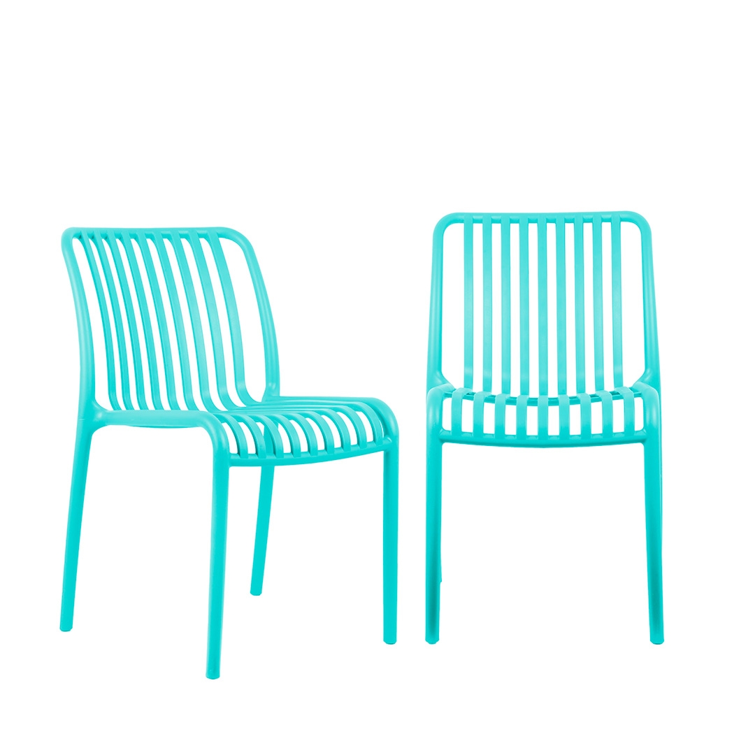 Glee - Lot de 2 chaises intérieur et extérieur en plastique - Turquoise
