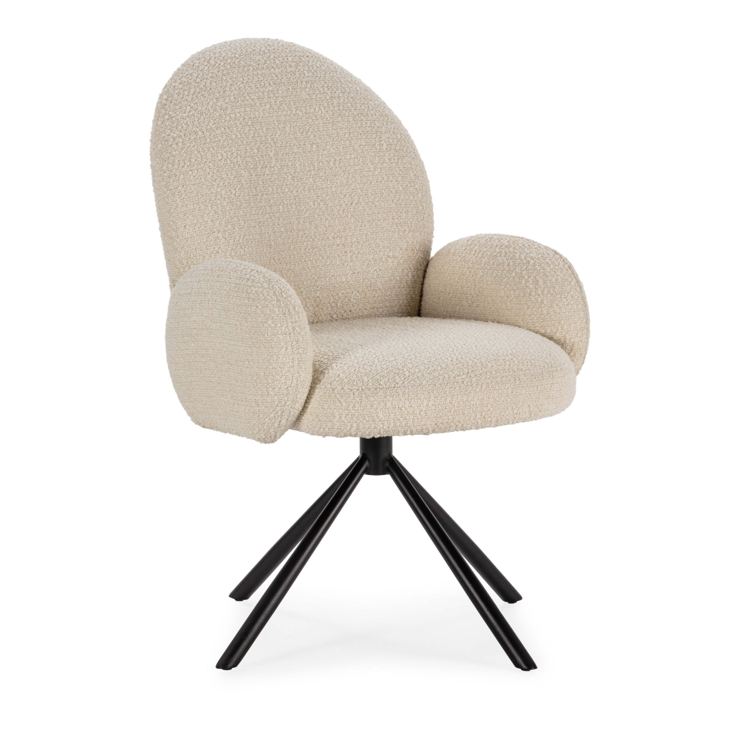 Douro - Chaise de bureau en tissu bouclette et métal - Écru