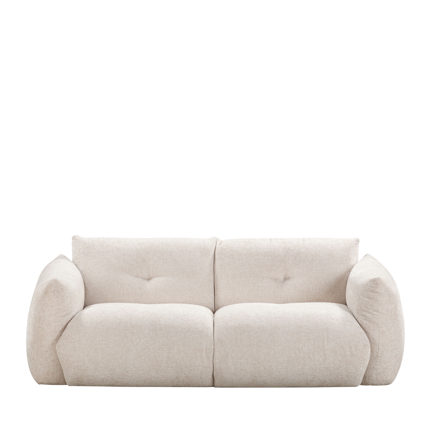 Bocca - Canapé droit 3 places en tissu à dossier capitonné - Écru