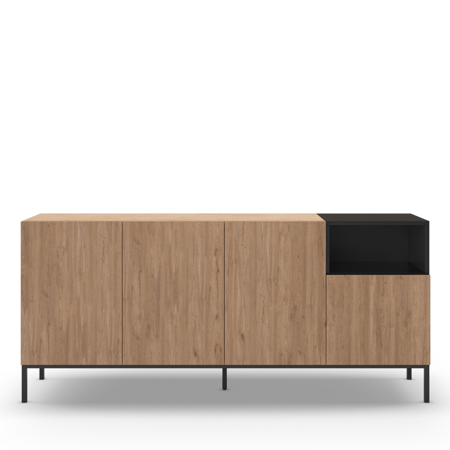 Austin - Buffet 4 portes en bois et métal L180cm - Bois clair