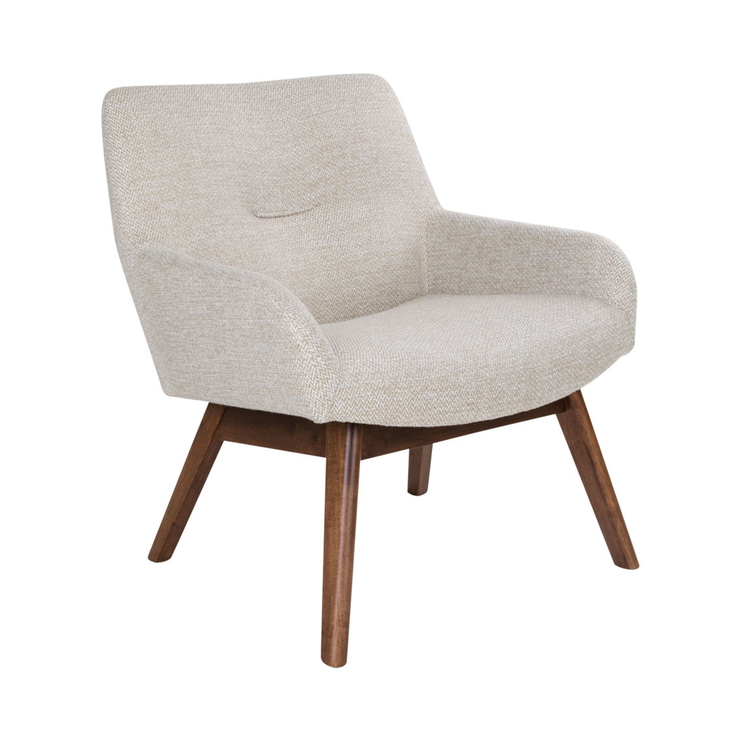 London - Fauteuil en tissu et pieds en bois naturel - Ecru