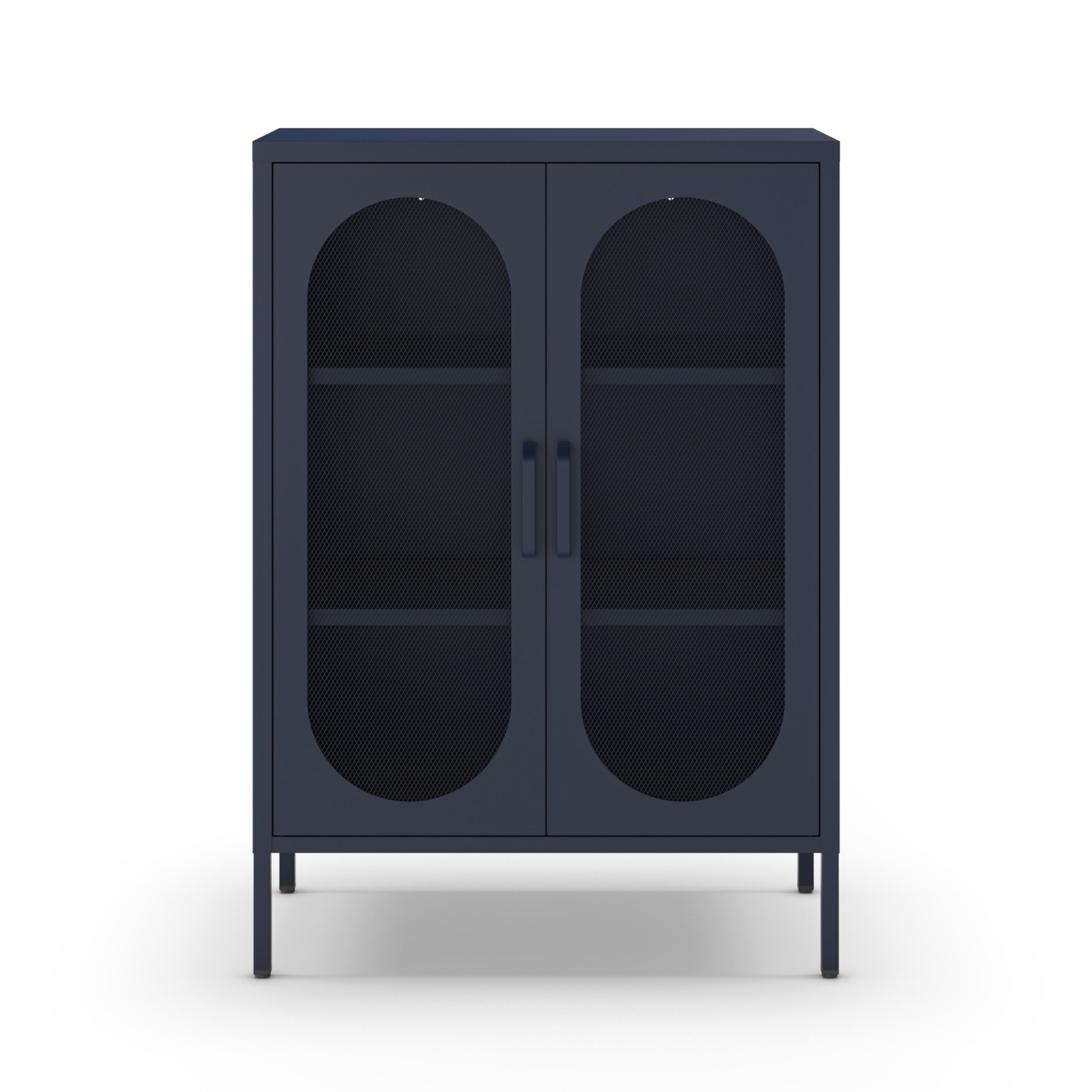 Zio - Buffet 2 portes en métal H100cm - Bleu nuit