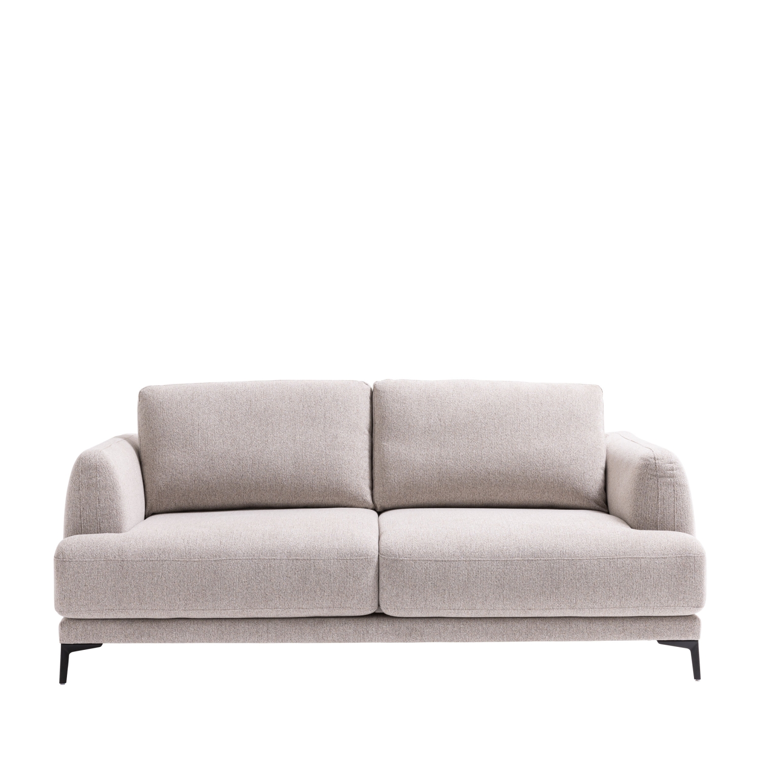 Kinna - Canapé droit 3 places en tissu et pieds en métal - Naturel chiné