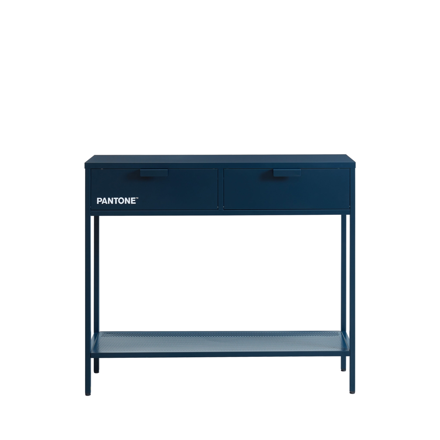 Nino - Console 2 tiroirs en métal PANTONE L100cm - Bleu nuit