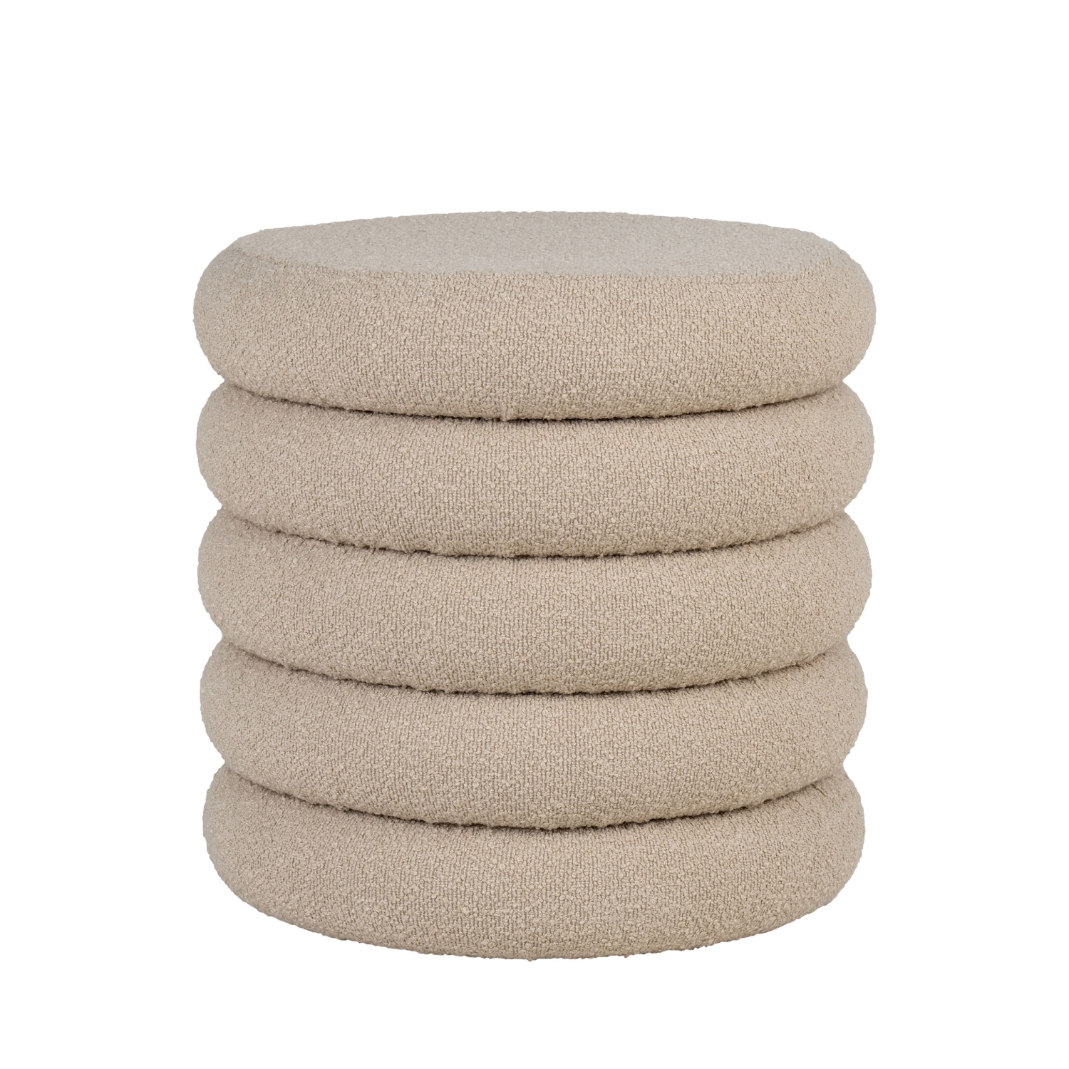 Brooklyn - Pouf coffre rond en tissu bouclette ø44cm - Beige